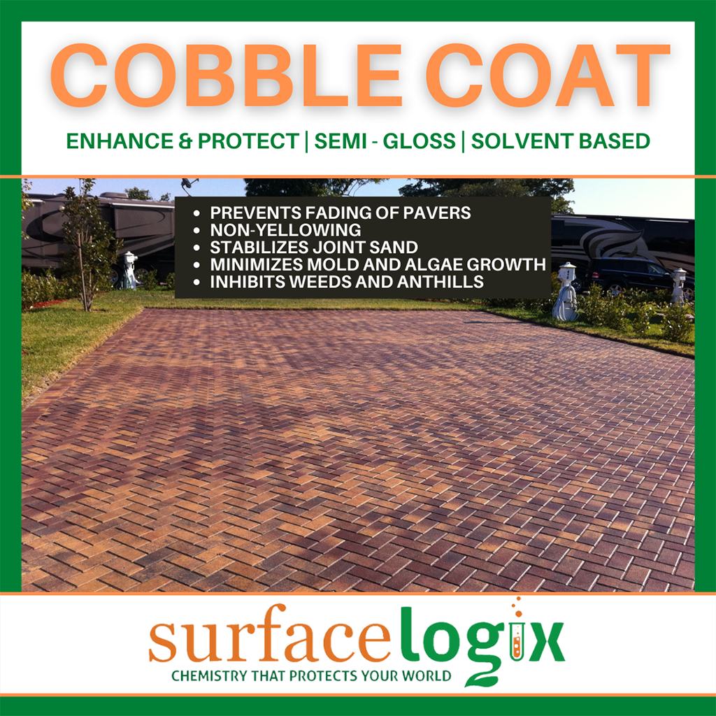 Cobble Coat Wet Look Semi Gloss Clear Sealer on paver RV pad