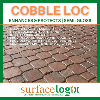 Surface Logix Cobble Loc Clear Sealer with Grip for pavers and driveways. Same day sealer infographic 3