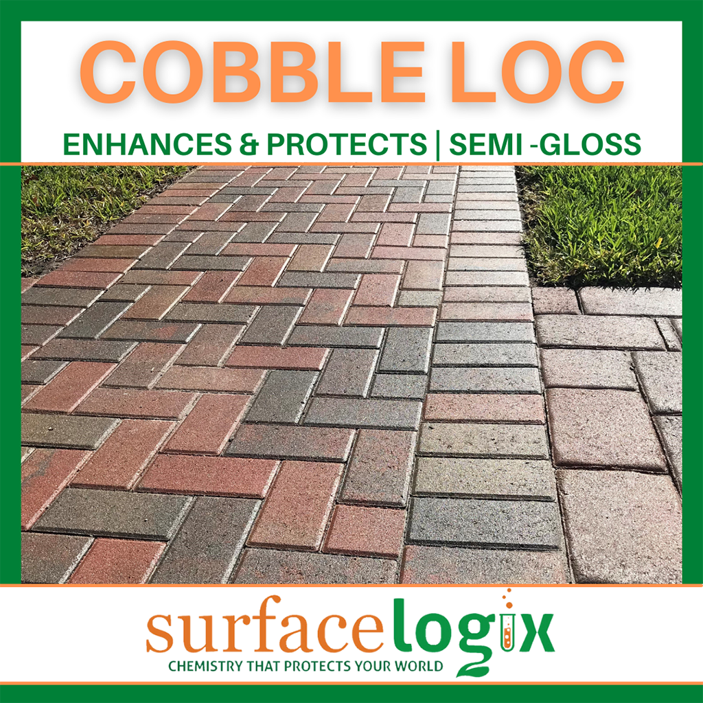 Surface Logix Cobble Loc Clear Sealer with Grip for pavers and driveways. Same day sealer infographic 4