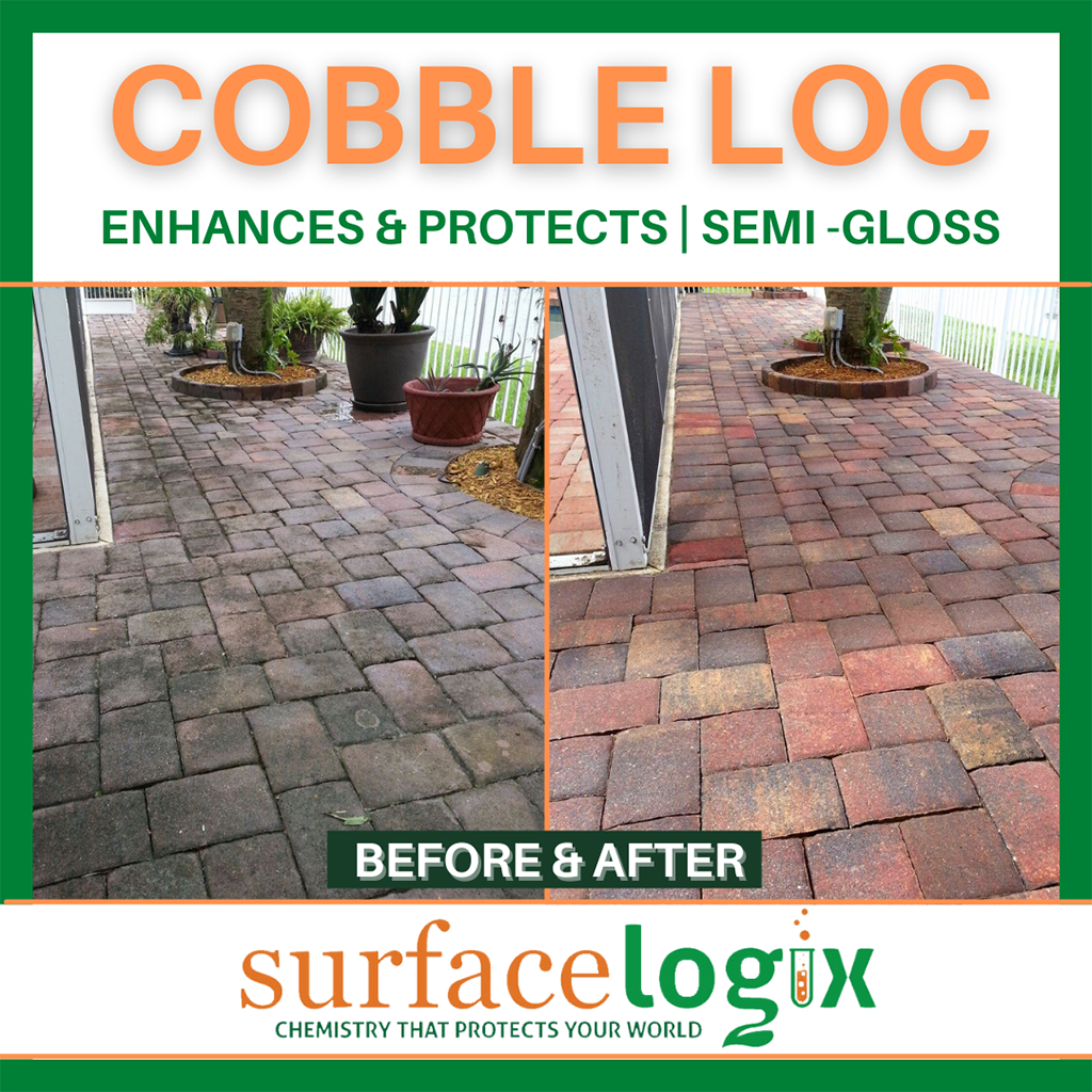 Surface Logix Cobble Loc Clear Sealer with Grip for pavers and driveways. Same day sealer infographic 5