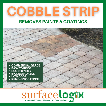 Cobble Strip Industrial Strength Paint and Sealer Stripper for pool desck, patios, driveways - infographic 1