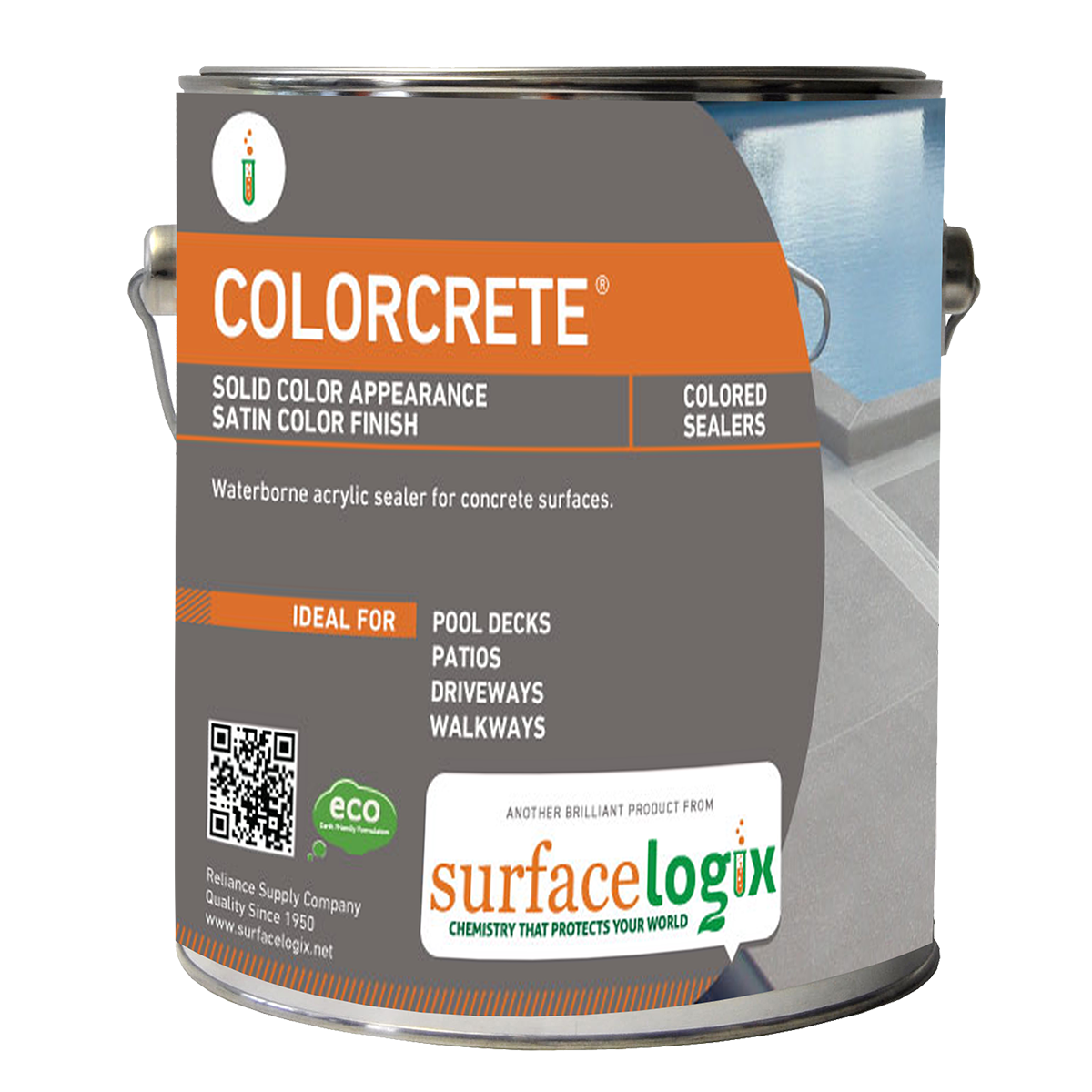 Surfacelogix Colorcrete water based tinted concrete sealer 100% waterborne acrylic resins with hard, semi-gloss film 1 gal