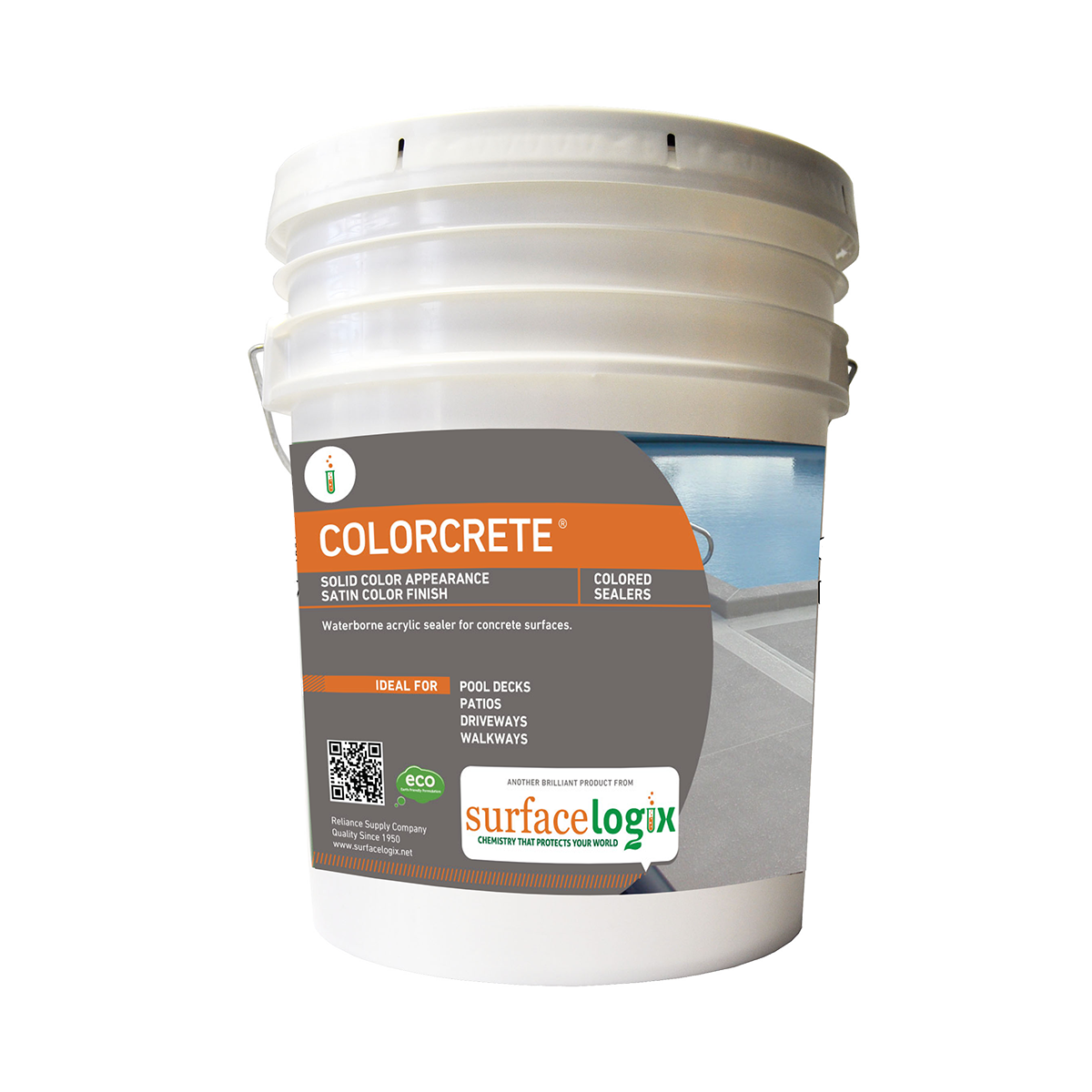 Surfacelogix Colorcrete water based tinted concrete sealer 100% waterborne acrylic resins with hard, semi-gloss film 5gal