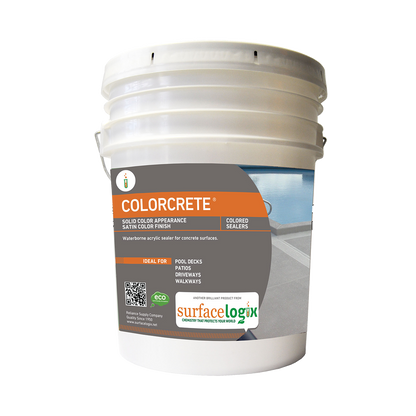 Surfacelogix Colorcrete water based tinted concrete sealer 100% waterborne acrylic resins with hard, semi-gloss film 5gal