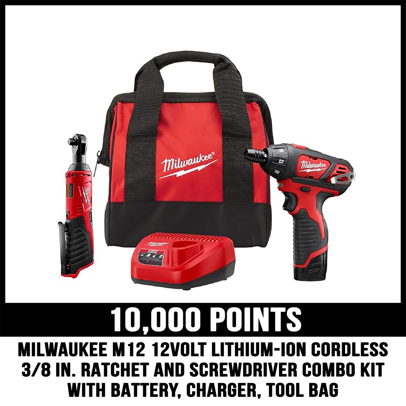 Milwaukee M12 tool kit prize for 10000 points