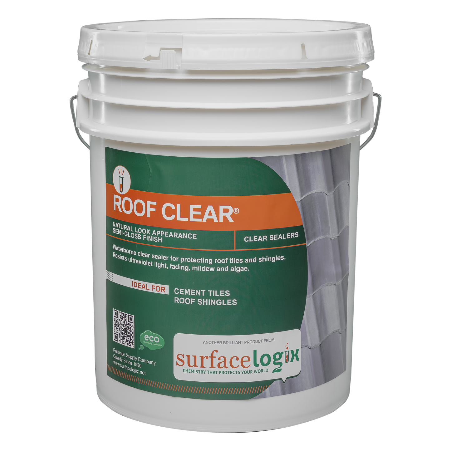 Roof Clear is a 100% acrylic, waterborne clear sealer for protecting cement roof tiles/shingles. A natural look appearance with semi-gloss finish, Roof Clear resists ultraviolet light and fading. Specially formulated mildewcide and algaecide blend to inhibit mildew and algae to keep your roof looking clean and new.