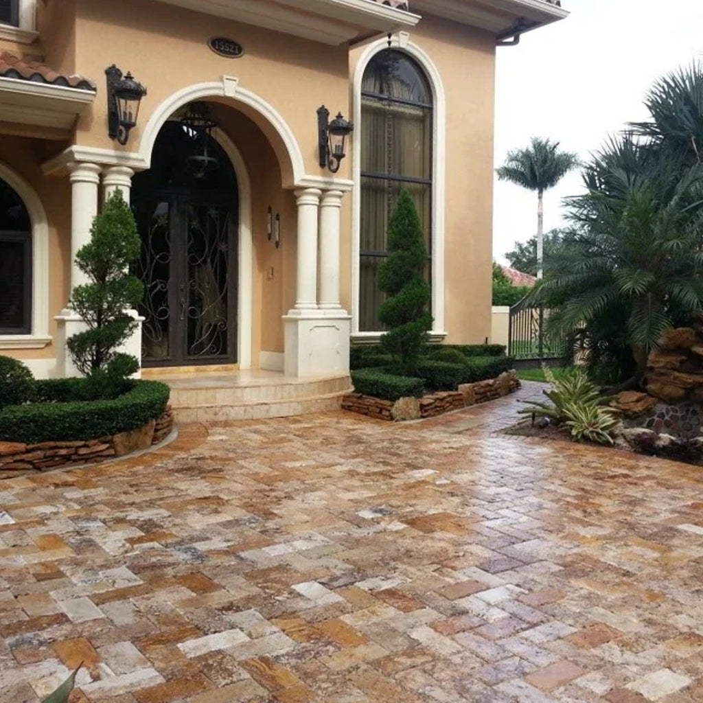 Travertine Cobble Loc (Original/Semi-Gloss) is waterborne protection for concrete pavers, natural stone, stamped concrete, concrete surfaces, TD One Step. Use Cobble Loc to clean and seal pavers the same day, even on damp surfaces. Cobble Loc offers a wet look and semi-gloss finish in an eco-friendly, two-part, water-based kit.