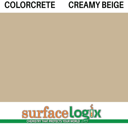 Creamy Beige Colorcrete pigmented water based concrete sealer is a unique blend of 100% waterborne acrylic resins that will leave a hard, semi-gloss film, protecting interior and exterior concrete surfaces, Surfacelogix Texture Deck Systems, and aged asphalt. Often used in staining concrete. 30 custom colors available.