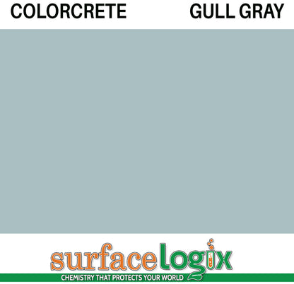 Gull Gray Colorcrete pigmented water based concrete sealer is a unique blend of 100% waterborne acrylic resins that will leave a hard, semi-gloss film, protecting interior and exterior concrete surfaces, Surfacelogix Texture Deck Systems, and aged asphalt. Often used in staining concrete. 30 custom colors available.