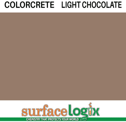 Light Chocolate Colorcrete pigmented water based concrete sealer is a unique blend of 100% waterborne acrylic resins that will leave a hard, semi-gloss film, protecting interior and exterior concrete surfaces, Surfacelogix Texture Deck Systems, and aged asphalt. Often used in staining concrete. 30 custom colors available.