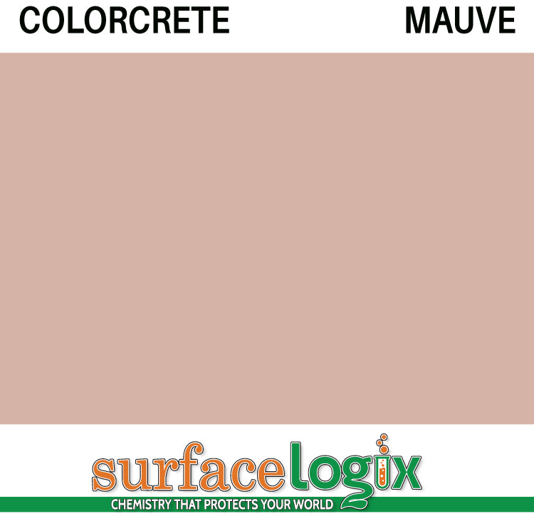 Mauve Colorcrete pigmented water based concrete sealer is a unique blend of 100% waterborne acrylic resins that will leave a hard, semi-gloss film, protecting interior and exterior concrete surfaces, Surfacelogix Texture Deck Systems, and aged asphalt. Often used in staining concrete. 30 custom colors available.