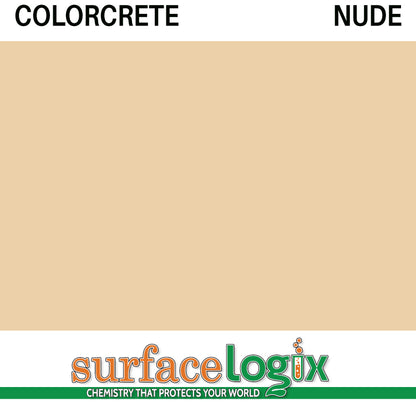 Nude Colorcrete pigmented water based concrete sealer is a unique blend of 100% waterborne acrylic resins that will leave a hard, semi-gloss film, protecting interior and exterior concrete surfaces, Surfacelogix Texture Deck Systems, and aged asphalt. Often used in staining concrete. 30 custom colors available.