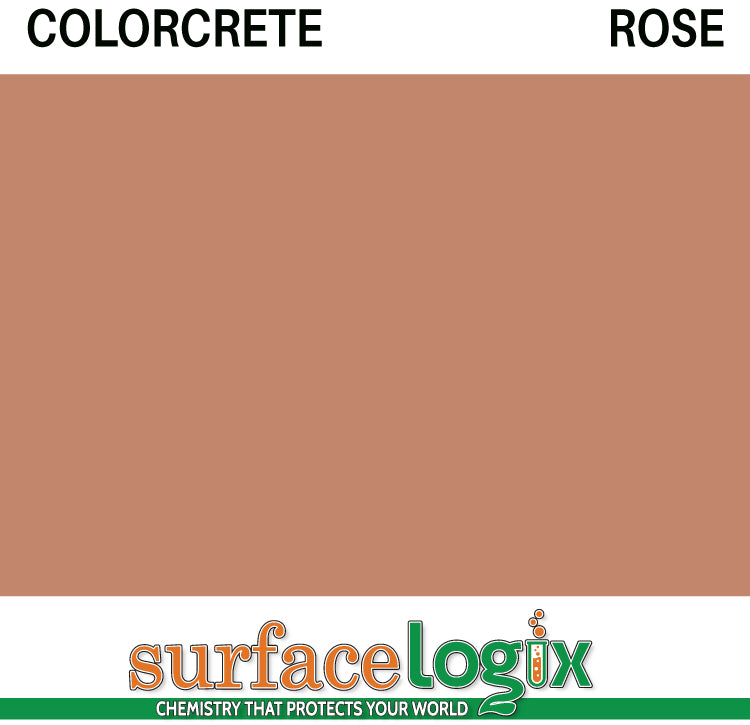Rose Colorcrete pigmented water based concrete sealer is a unique blend of 100% waterborne acrylic resins that will leave a hard, semi-gloss film, protecting interior and exterior concrete surfaces, Surfacelogix Texture Deck Systems, and aged asphalt. Often used in staining concrete. 30 custom colors available.