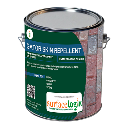 1 gallon Gator Skin is an inorganic silicone penetrating protectant. Its inorganic silicone chemistry means that it is not broken down by natural elements. Deep penetration yields years of protection. Its breathable nature means it will not trap moisture and prevents water penetration, protecting your surfaces from weather.