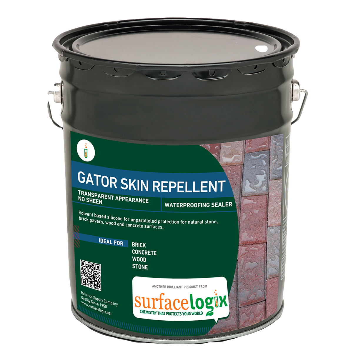 5 Gallon Gator Skin is an inorganic silicone penetrating protectant. Its inorganic silicone chemistry means that it is not broken down by natural elements. Deep penetration yields years of protection. Its breathable nature means it will not trap moisture and prevents water penetration, protecting your surfaces from weather.