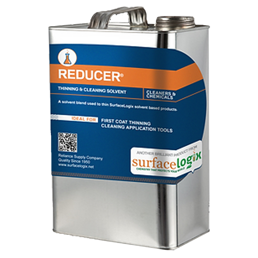 SurfaceLogix Reducer is a solvent used for thinning SurfaceLogix solvent based clear & colored sealers. Reducer may also be used for cleaning application tools and spray equipment. SurfaceLogix Reducer Features Thinning SurfaceLogix solvent based sealers Cleaning application tools Cleaning spray equipment.