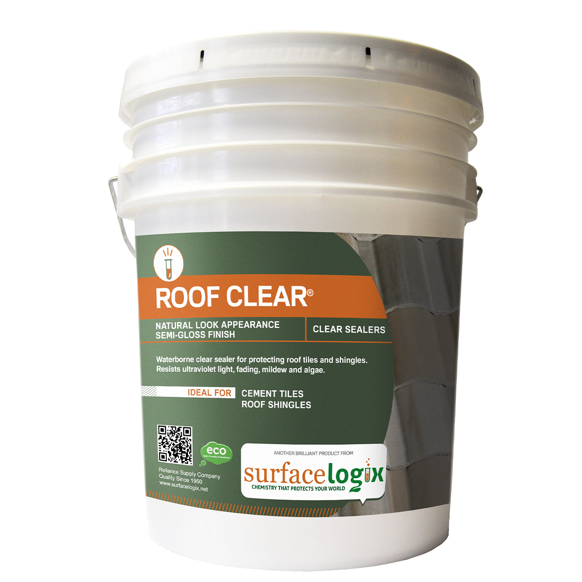 Roof Clear is a 100% acrylic, waterborne clear sealer for protecting cement roof tiles/shingles. A natural look appearance with semi-gloss finish, Roof Clear resists ultraviolet light and fading. Specially formulated mildewcide and algaecide blend to inhibit mildew and algae to keep your roof looking clean and new.