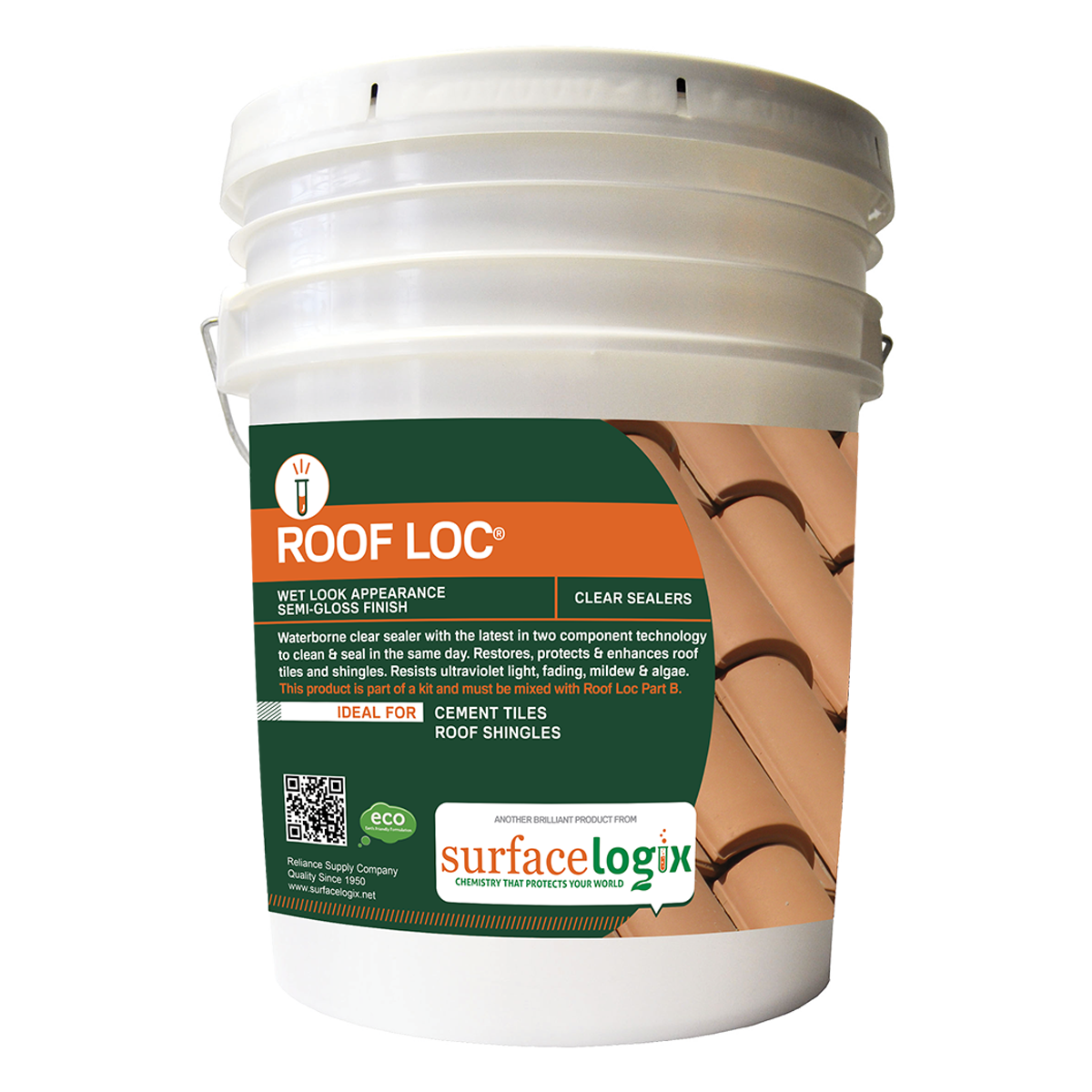 Roof Loc is water-based protection for concrete/cement roof tiles/shingles. Resists ultraviolet light, fading, mildew, algae, etc. to keep your roof looking great longer between cleanings! Clean and seal in the same day, even on damp surfaces. Bring back the beauty and protect your roof with eco-friendly Roof Loc!